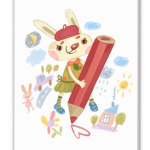 Зайка рисует