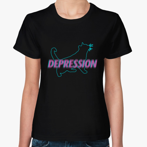 Женская футболка Depression Cat