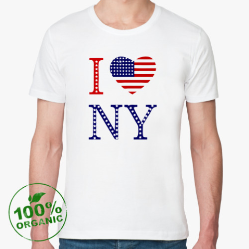 Футболка из органик-хлопка с принтом I Love NY -американский флаг