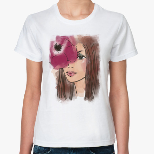 Классическая футболка с принтом Тайна в твоих глазах