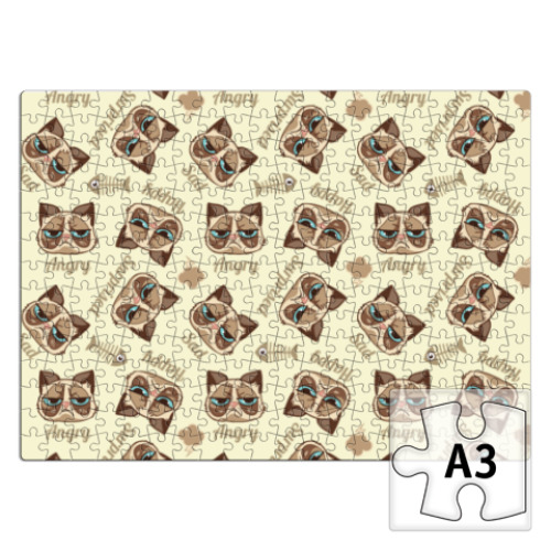 Пазл с принтом Угрюмый кот Тард - Grumpy Cat