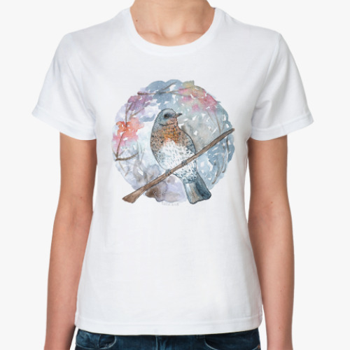 Классическая футболка птица дрозд