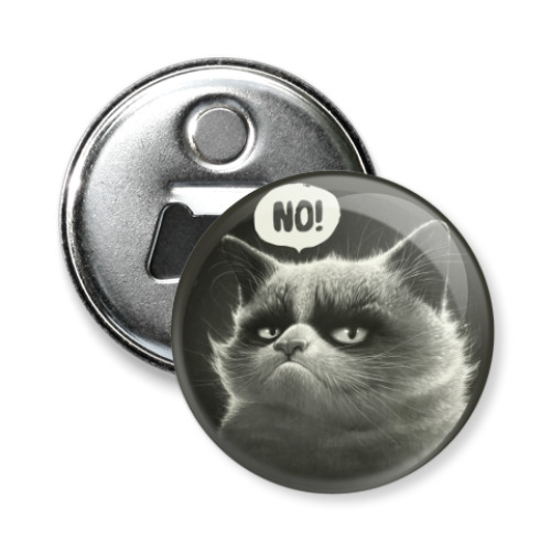 Магнит-открывашка Кот Tard Grumpy Cat портрет