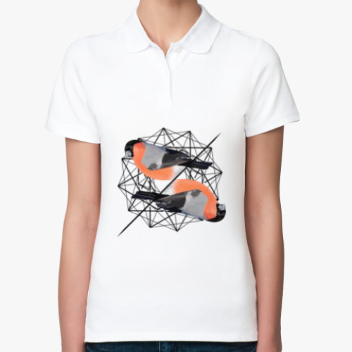 Женская рубашка поло (печать) Синички