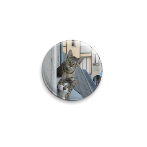 Значок 25мм с принтом  'Кошки на крыше'