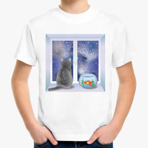 Детская футболка с принтом Кошка