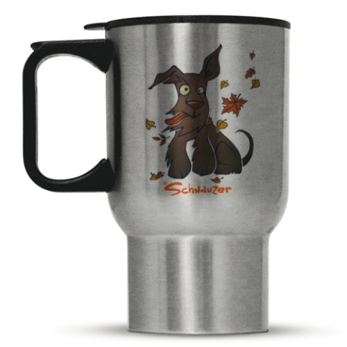 Кружка-термос с принтом Осенний шнауцер