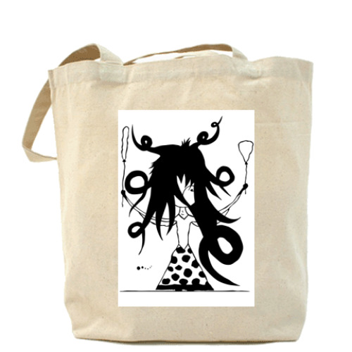 Сумка шоппер с принтом «Девочка и шарики»