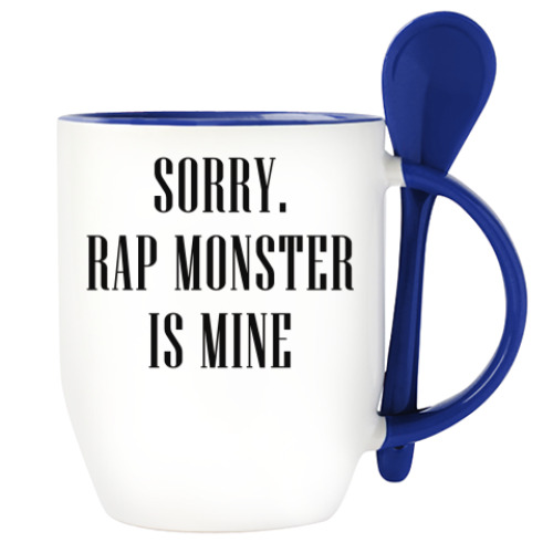 Кружка с ложкой с принтом Sorry. Rap Monster is mine