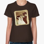 Классическая женская футболка Монстр Франкенштейна и невеста