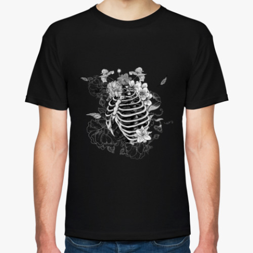 Футболка с принтом Цветы и кости, абстрактная иллюстрация