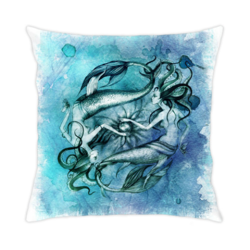 Подушка с принтом Русалки