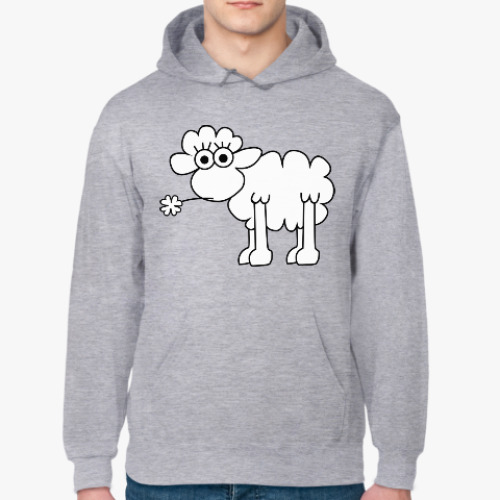 Толстовка худи с принтом Овца с клевером