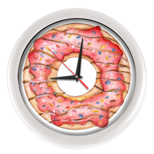 Настенные часы сладкая иллюстрация с пончиком