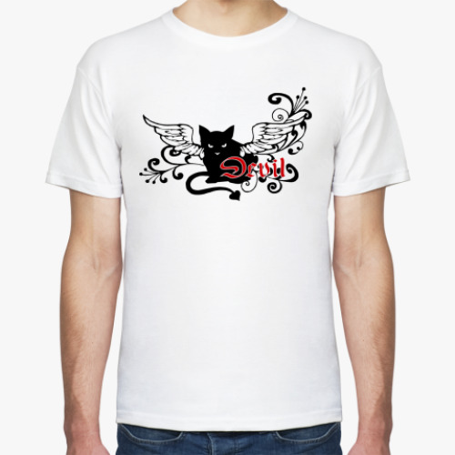 Футболка с принтом Дьявольский котик