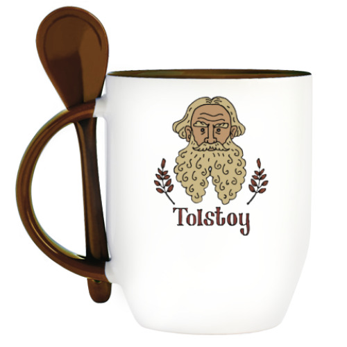Кружка с ложкой Лев Толстой