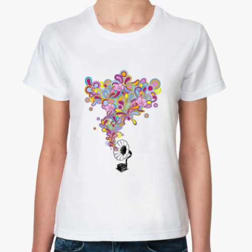 Классическая футболка с принтом  Граммофон