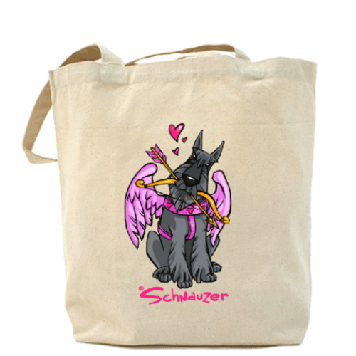 Сумка шоппер с принтом Шнауцер Купидон