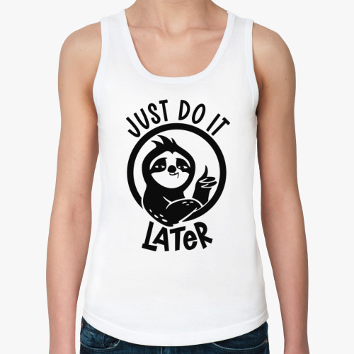 Женская майка с принтом Ленивец прокрастинатор