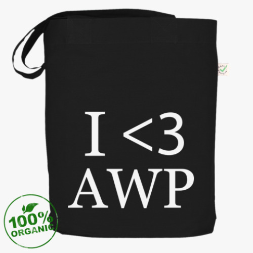 Сумка шоппер с принтом Я люблю AWP (CS)