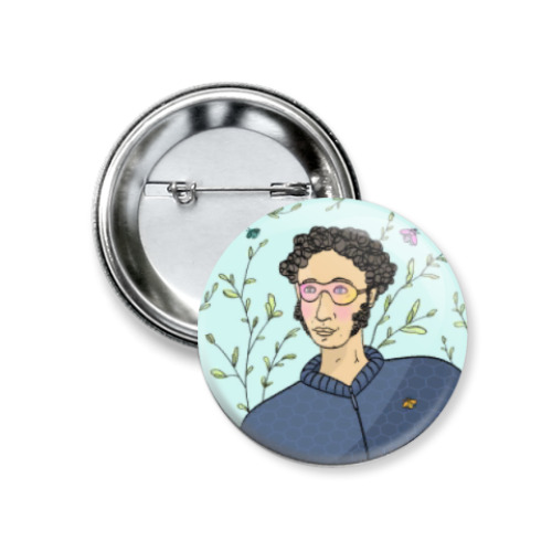 Значок 37мм с принтом Пушкин