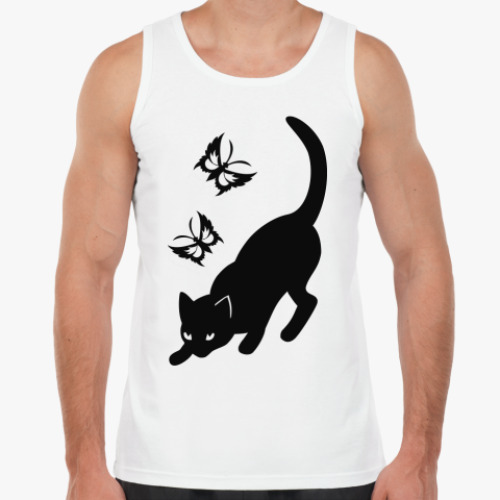 Майка с принтом Котик с бабочками