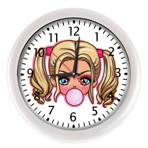 Настенные часы с принтом Девочка с жвачкой