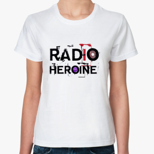 Классическая футболка с принтом Radio heroine