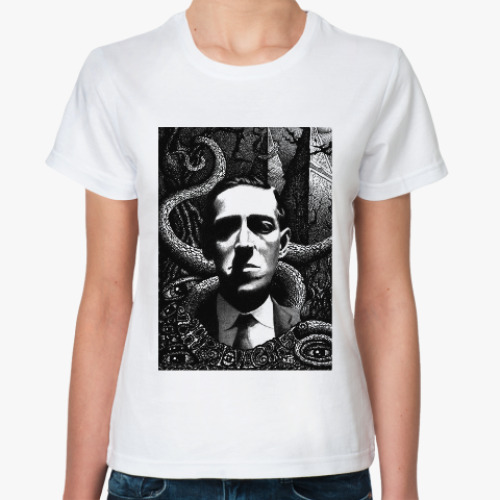 Классическая футболка с принтом Говард Филлипс Лавкрафт