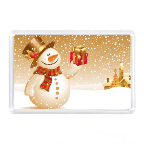 Магнит Снегвик с подарком