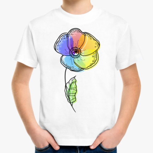 Детская футболка с принтом Радужный мак