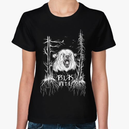 Женская футболка с принтом Black Metal Forest