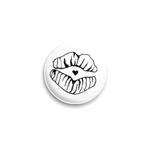 Значок 25мм с принтом Поцелуй