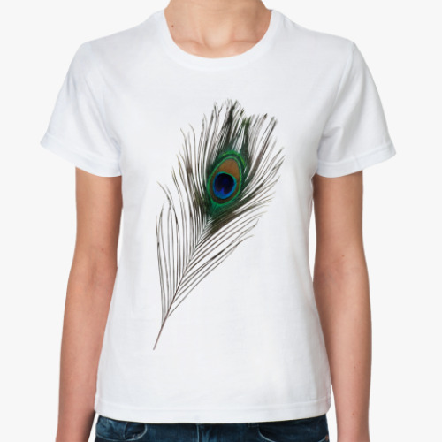 Классическая футболка с принтом  'Павлин'