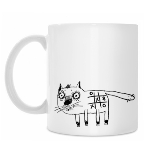 Кружка с принтом Кот-крестик-нолик
