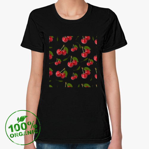 Женская футболка из органик-хлопка Cherry pattern