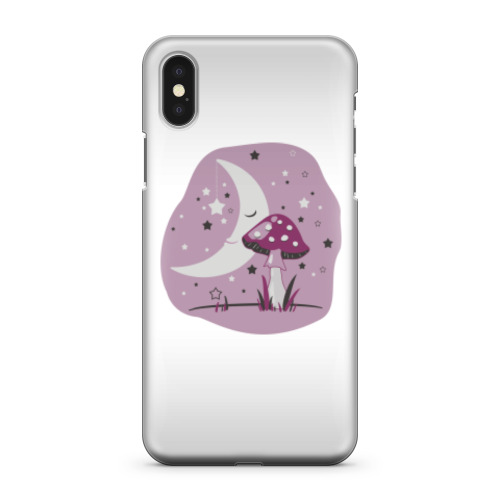 Чехол для iPhone X Спящая Луна и Мухомор