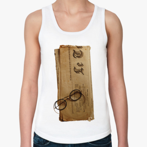 Женская майка с принтом  Газета и очки