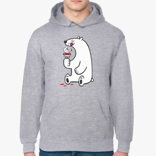 Толстовка худи с принтом  Белый мишка