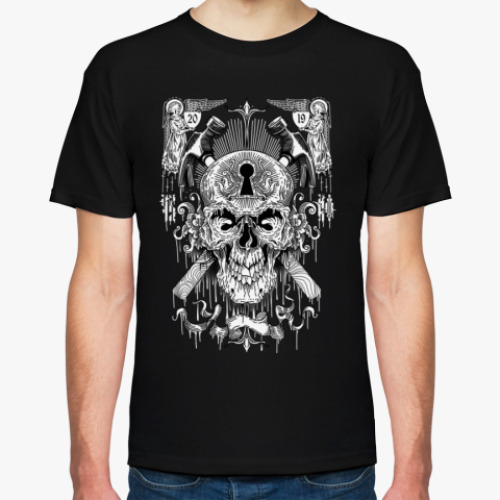 Футболка с принтом Мужская футболка, черная