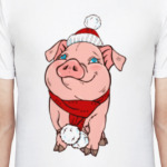 Новогодняя свинка в шапочке