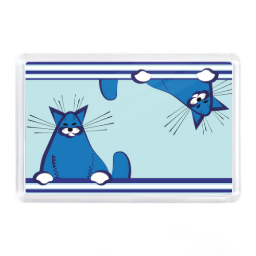 Магнит с принтом Любопытные коты