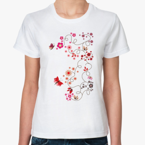 Классическая футболка с принтом Весеннее настроение