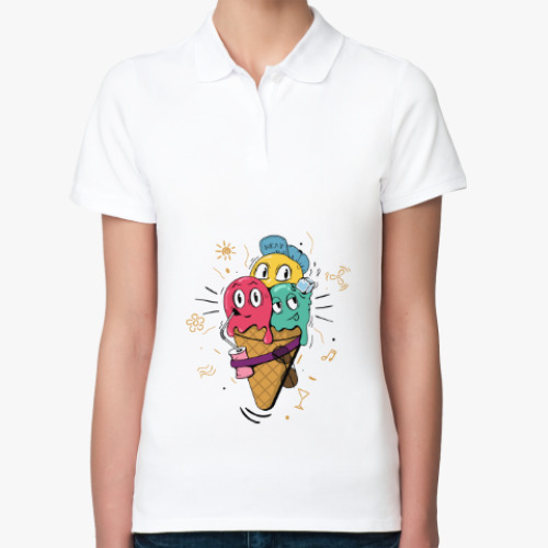 Женская рубашка поло Смешные шарики мороженного