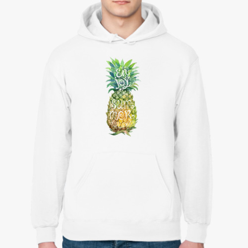 Толстовка худи с принтом Enjoy your summer - pineapple
