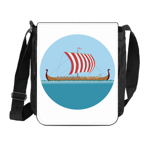 Сумка на плечо (мини-планшет) с принтом Корабль викингов