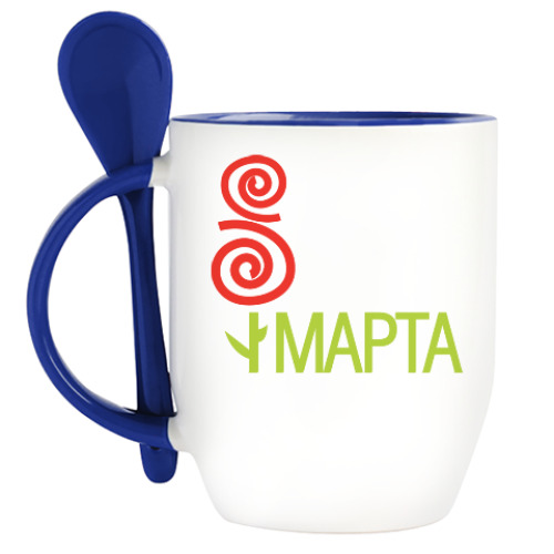 Кружка с ложкой с принтом 8 марта