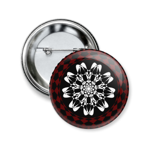 Значок 50мм с принтом 'Цветок души, Мандала'