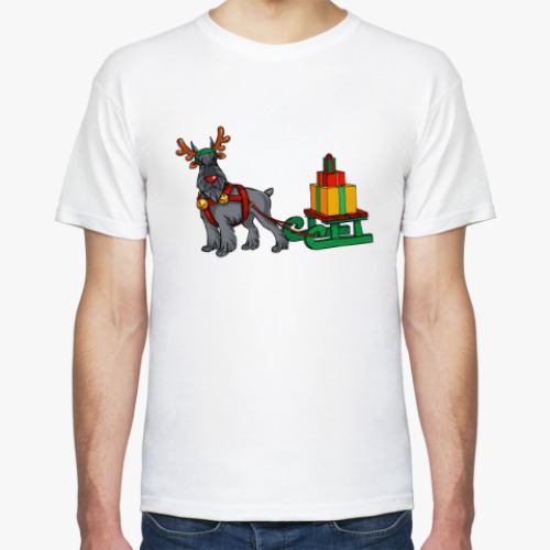 Футболка с принтом Новогодний Шнауцер