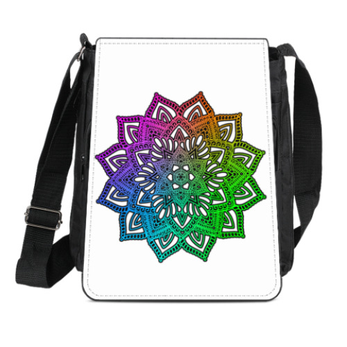 Сумка-планшет с принтом Радужная мандала мехенди